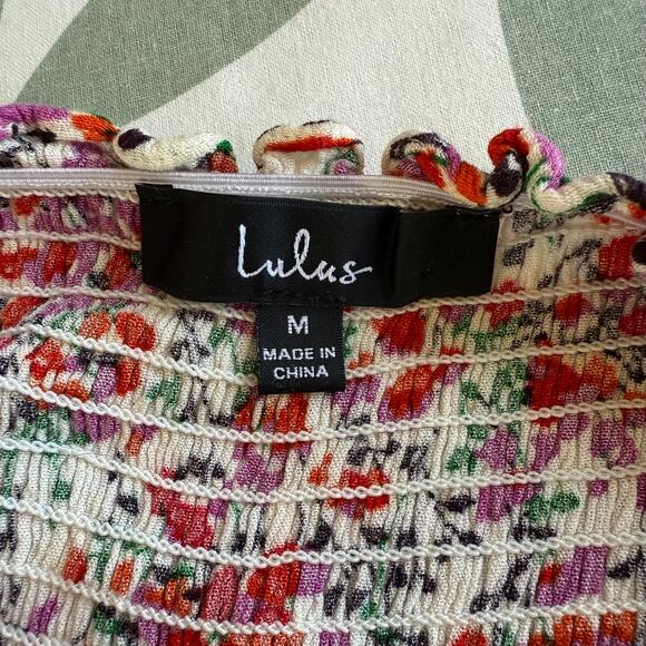 Lulus View From Meadow M Cream Floral Off Shoulder Midi Dress - Picture 5 of 5